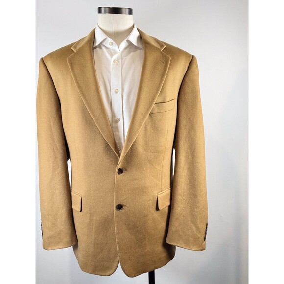 Ragan Burns Mens Blazer Mustard Two Button Cashmere Sports Coat Suit Jacket 44L - Picture 6 of 14